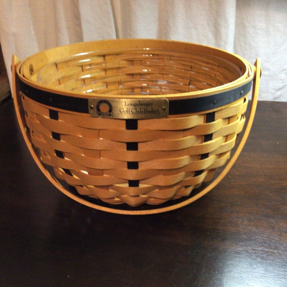 Longaberger 2002 Golf Club Basket With Plastic Protector Signed